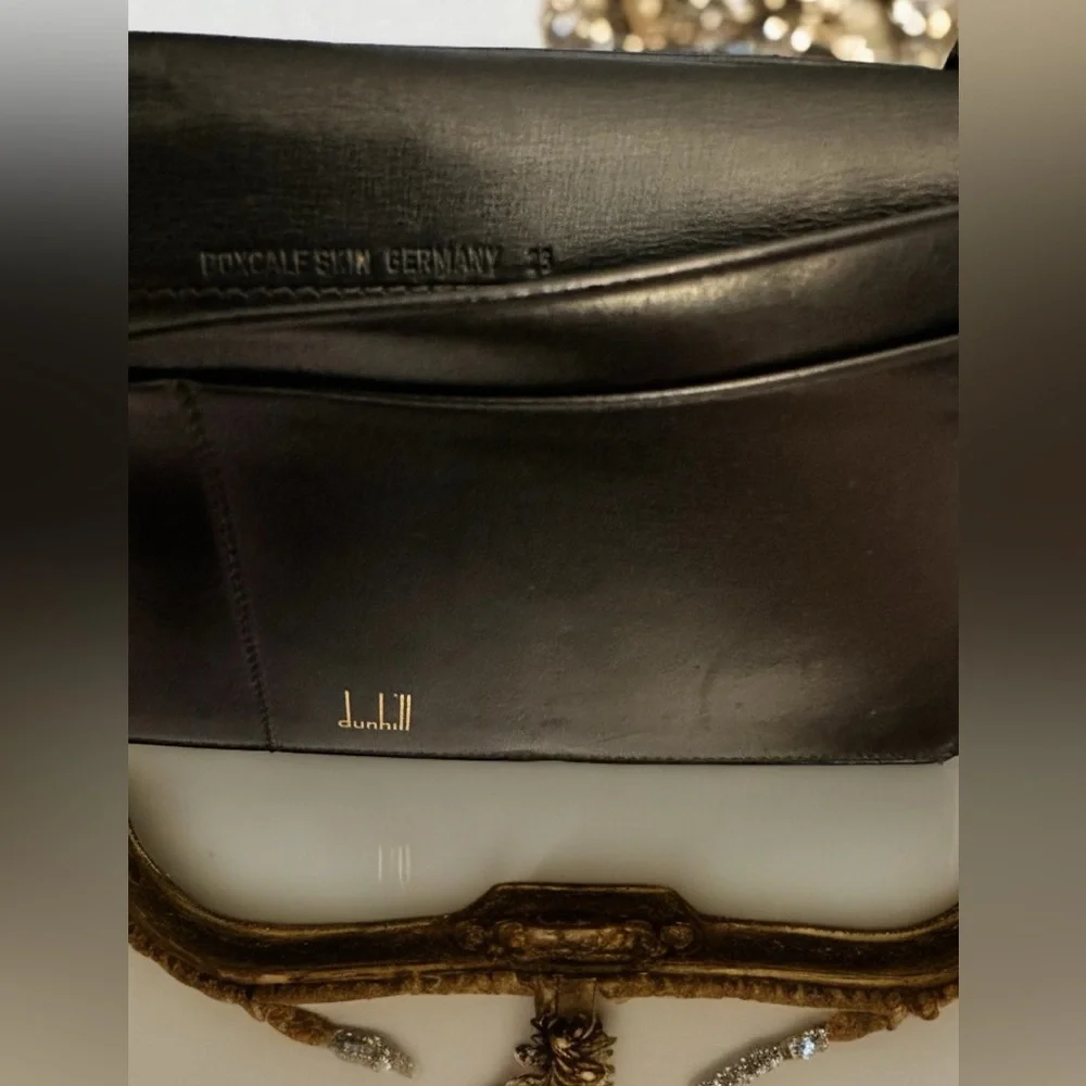Dunhill unisex long slim black leather wallet